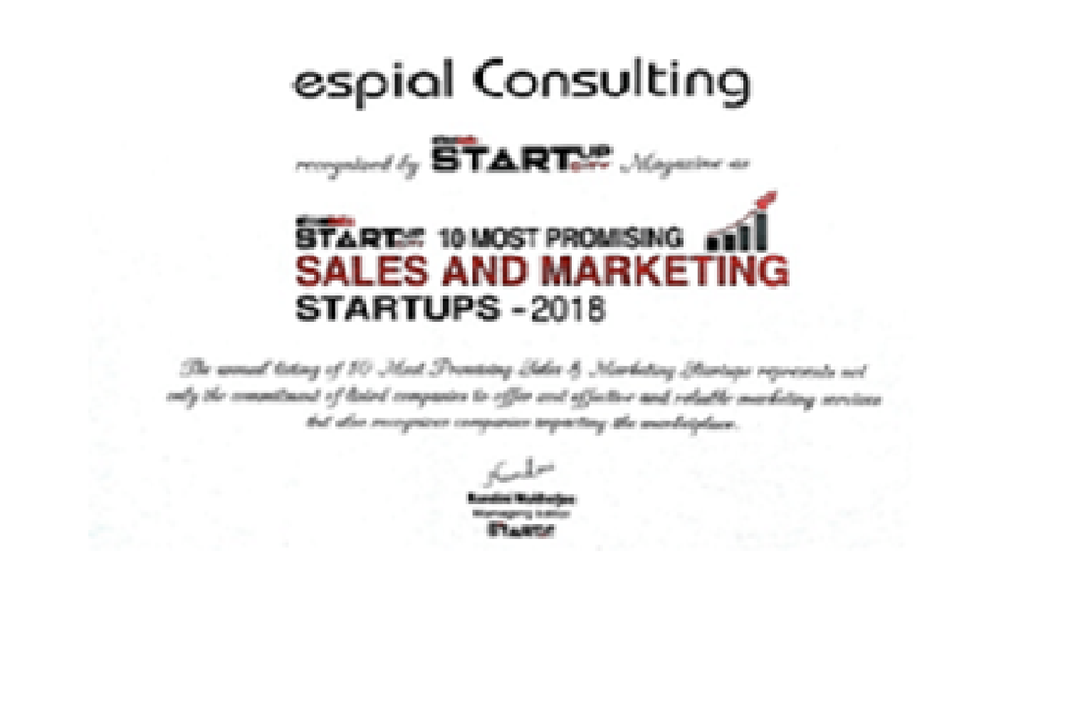 Award - Digital marketing startup