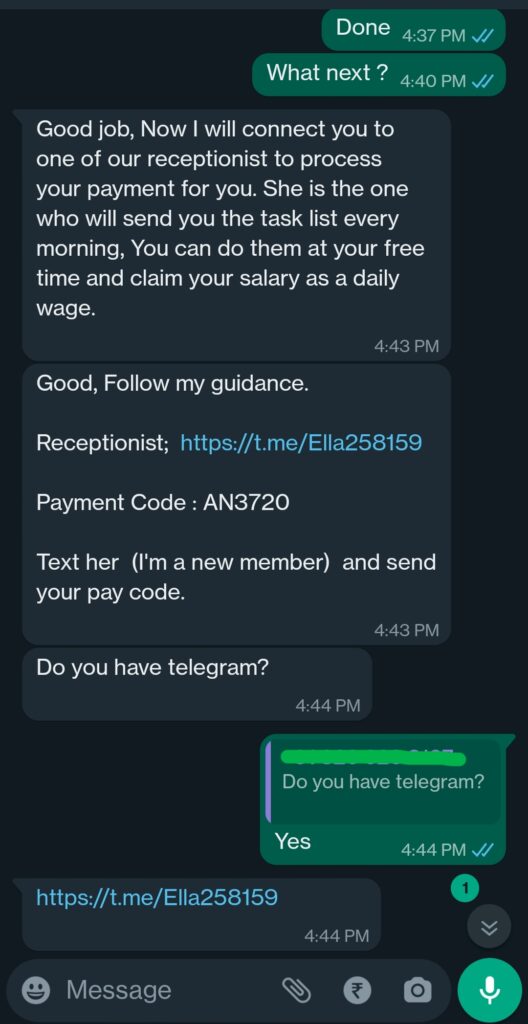 job scam message
